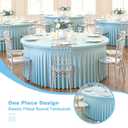 GALLETY 8 Pack Bulk Baby Blue Round Tablecloth for 6ft Tables, 132 inch Fitted Round Tablecloth with Skirt, Wrinkle Free Spandex Professional Table Covers for Wedding, Banquet & Craft Show