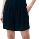 SANDY & SID 2025 Summer Womens Shorts Dressy Elastic Waist Pull On 5 Inch Inseam Pockets High Rise Stretchy Beach Casual Wear (Black, XL)