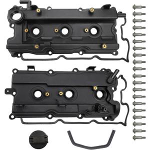 Engine Valve Cover Set with Bolts & Oil Cap & Gaskets & Spark Plug Tube Seals & PCV Valve Compatible with 2002-2007 Nissan Altima Maxima Murano Quest Infiniti I35 VQ35DE V6 3.5L Part# 264-984 265-985