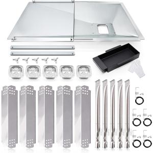 Hiorucet Grill Grease Tray Replacement Parts for Nexgrill 5 Burner 720-0888N, 720-0888, 720-0888A, Adjustable Drip Pan, Heat Plates, Burner Tubes and Igniters for Nexgrill Replacement Parts 5 Burner.