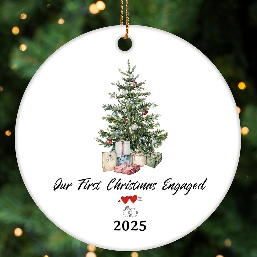 Engaged Ornaments Christmas Tree Ornaments, Engagement Ornament 2025, Our First Christmas Engaged Ornament for Couples