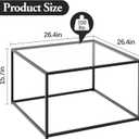 Black Glass Coffee Table for Living Room,Square Coffee Tables for Small Spaces,Simple Tea Cocktail Modern Center Tables, Living Room Tables,Easy Assembly,26 * 26inBlack & Clear Glass
