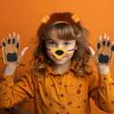 5 PCS Funny Lion Headband, Soft Lion Ears and Tail Set-Lion Headband Nose Tail Paw Gloves, for Adults and Kids, Cosplay, Party, Halloween Costume Accessories Yellow
