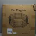 Dog Pen Pet Playpen Dog Fence Indoor Foldable Metal Wire Exercise Puppy Play Yard Pet Enclosure Indoor Outdoor 8 Panels 24 Inch with Bottom Pad/Top Cover (Black with Bottom pad)