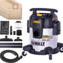 DEWALT 5 Gal Stealthsonic Shop Vacuum Wet and Dry, Ultra-Quiet Stainless Steel Shop Vac, 4 HP Heavy-Duty Vacuum Cleaner with Complete Accessory Kit and 6 Dust Bages for Home, Workshop, Garage, Car