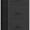 SONGMICS Dresser for Bedroom, Chest of Drawers, Steel, MDF, 5 Non-Woven Fabric Drawers, Storage Organizer Unit, Closet, Entryway, Ink Black and Ebony Black ULGS315B01S
