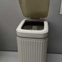 rejomiik Small Bathroom Trash Can with Lid 1.9 Gallon Step Trash Can Slim Garbage Can with Soft-Close Waste Bin for Bathroom, Bedroom, Office, Dorm, RV, Off-White