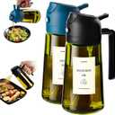 TrendPlain - 16oz Olive Oil Dispenser for Kitchen - 2 in 1 Olive Oil Dispenser and Oil Sprayer - Olive Oil Dispenser Bottle w/ Stickers - Olive Oil Sprayer for Cooking 2Pcs Black&Navy (Light Blockage)