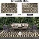 Smiry Waterproof Outdoor Rug 9X18 ft, Reversible Plastic Straw Patio Camping Rugs, Outdoor Indoor RV Mat Carpet for Patio, Outside Entry, Backyard, Deck, Bench, Picnic, Camper, Black & Beige