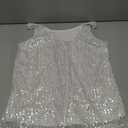 Sparkly Spaghetti Strap Tank Tops for Women Cute Sleeveless Double Layer Sequin Top Camisole, Silver 