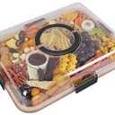 Charcuterie Board with Clear Lid, Travel Portable Cheese Board Charcuterie Boxes Cutting Boards for Kitchen, House Warming Gifts New Home, Gifts for Women (1 Compartments Black)