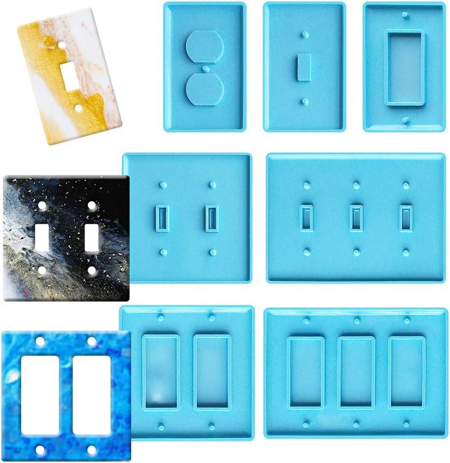 7Pcs Light Switch Cover Resin Molds,Switch Socket Panel Plaster Mold for Epoxy Resin,Switch Plate Silicone Mould Outlet Cover Molds for DIY Crafts Making Home Decor