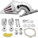 Motorcycle Chrome Air Cleaner Filter Compatible with for Harley Softail Fat Boy Dyna Street Bob Wide Glide