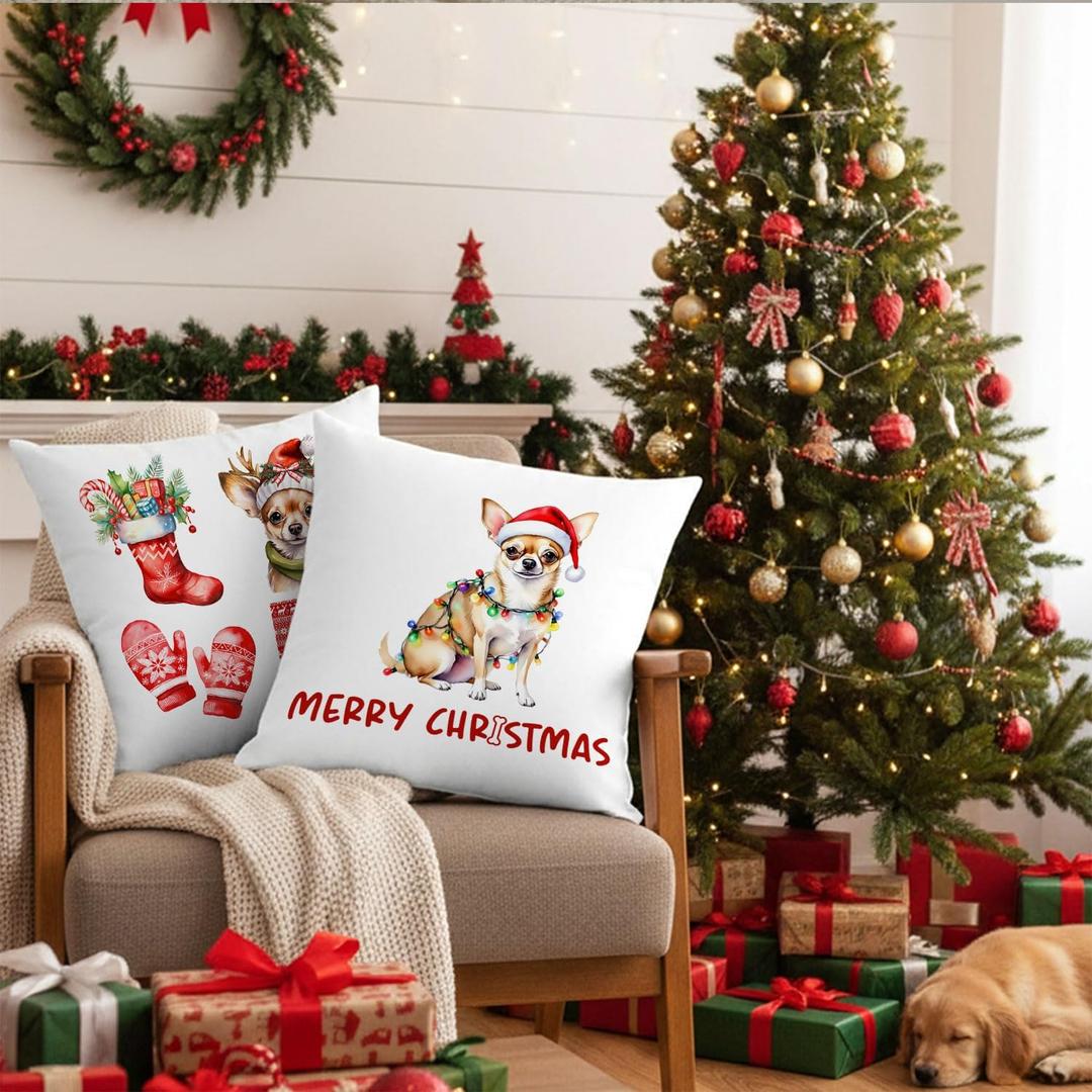Black Goldendoodle Merry Christmas & Love Pillow Covers 2 Pcs- 18x18 Inch, Dog Lover Pillow Covers Gift for Woman, Merry Christmas Xmas Black Goldendoodle Home Decorative