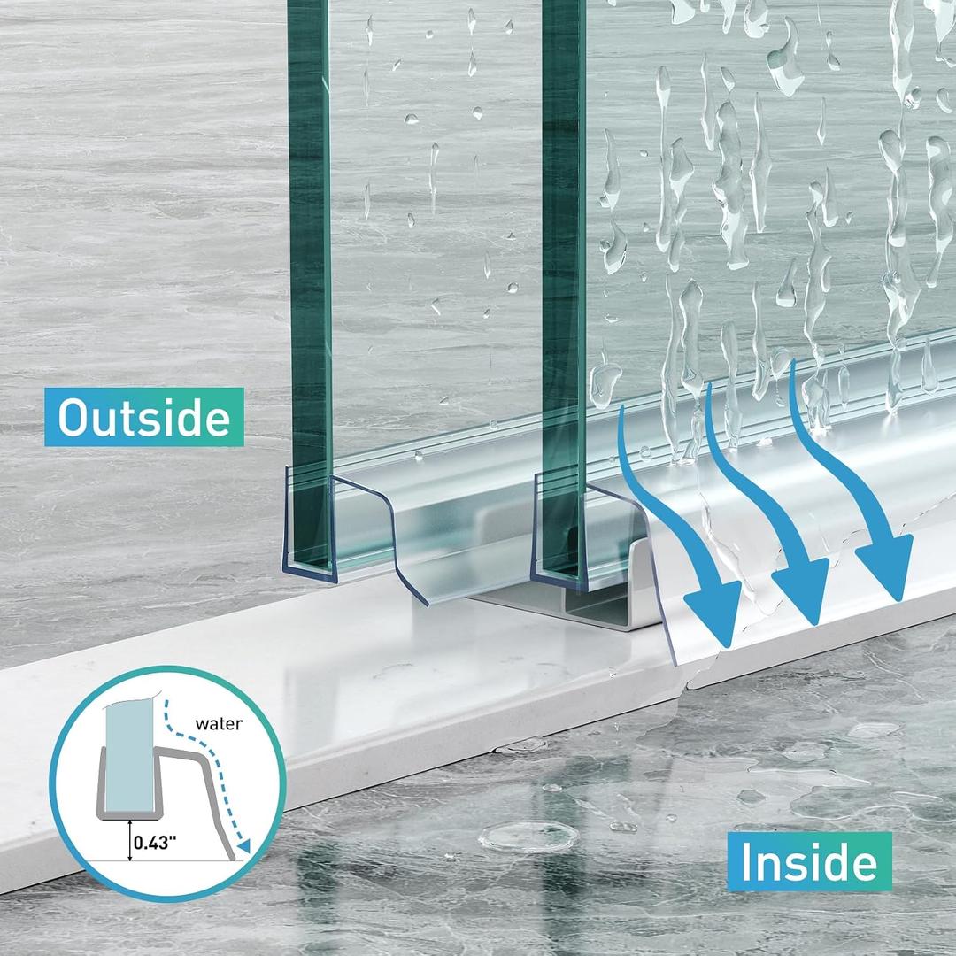 FCSOTSPS Sliding Shower Door Bottom Seal for 5/16in (8mm) Frameless Glass,