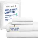 LANE LINEN 100% Mercerized Cotton Pre Washed Percale Queen Size Sheet Set, Oeko Tex Certified Low Pill Fade Resistant Fully Elasticized Reinforced Seam Soft & Comfy Sheets Queen Size Bed Set-White