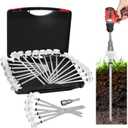 20 Pack 8" Screw in Tent Stakes Heavy Duty- Ground Anchors Screw- Tent Pegs Camping Stakes- Hex Pegs Drillable Tent Stakes and Hexagon Head Drive and Storage Box (White)