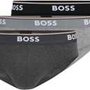 BOSS Mens 3-pack Classic Regular Fit Stretch Briefs (Black, M)