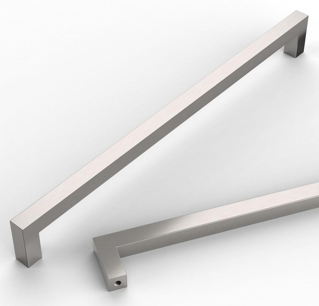 10 Pack 11-1/5''(288mm) Brushed Nickel Cabinet Pulls Stainless Steel Cabinet Handles Satin Nickel Drawer Pulls Square Cabinet Hardware for Cupboard