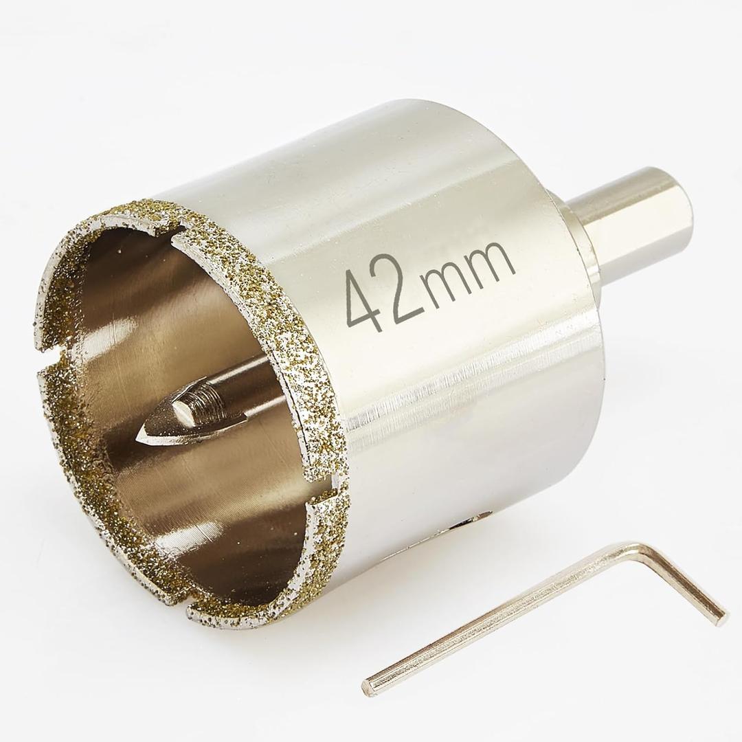 1 5/8 (42mm) Inch Diamond Hole Saw with Pilot Bit, Easy Drilling 1 5/8" Tile Drill Bits for Porcelain Tile, Granite, Ceramic, Marble, Glass, Stones, 1 3/8" Depth of Cut
