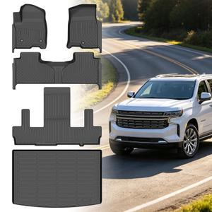 Floor Mats for Audi Q7 2017-2026, with 2nd Row Bench, NOT for Captain
ONLY 7 Seats, Q7 Floor Mats, TPE Non-Slip Waterproof Summer Winter, Front & Rear Row & Cargo & Backrest Mats