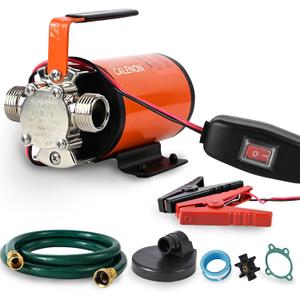 12V Water Transfer Pump, 330 GPH Portable DC Utility Pump with 6ft Suction Hose, Self-Priming Battery Powered Pump for Garden, Rain Barrel, RV Tank, Boat & Emergency Draining