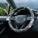 Flowers and Strawberries Steering Wheel Cover Auto Leather Steering Wheel Protector, Anti-Slip, Breathable, Absorbing Sweat, Universal Car Accessories 14.515 inch,Fit for Most Car, Trucks, SUV