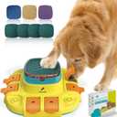 Dog Puzzle, 3-in-1 Dog Toy: Interactive Dog Toys, Puzzle, Slow Feeder Dog Bowls & Nail File Yellow