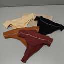 High Waisted Seamless Thongs for Women Nylon Cotton Blend Sexy Invisible Panties Underwear 5 Pack (Large)