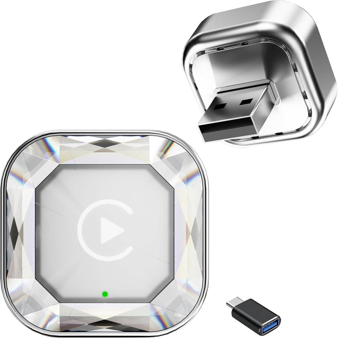 Wireless CarPlay& Android Auto Adapter, Plug in Once Go Wireless Forever | REZYZEN 2026 Upgraded Wireless Bluetooth Car play Adapter for iPhone, Fast Heat Dissipation, No Delay, USB A/USB-C Port