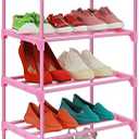 LNYZQUS 5-Tier Small Kids Shoe Rack Organizer, Pink Toddler Shoe Shelf Shoe Stand for Closet Narrow Space,Mini Shoe Storage Rack Short Shoe Tower for Women & Girls(Full Pink)