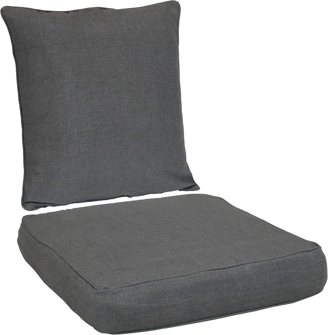Sunnydaze 2-Piece Indoor/Outdoor Back and Seat Cushion Set for Deep Seating Patio Chair - Gray, 2 Count