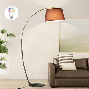 ShineMuse Arc Floor Lamp,74" Tall Floor Lamps,Vintage Floor Lamp Gold & Black Arched Pole Design,15W Dimmable RGB Bulb(LED) Included