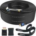 Postta HDMI Cable 100 Feet with Built-in Signal Booster HDMI 2.0V Cable with 2 Piece Cable Ties+2 Piece HDMI Adapters Support 3D,1080P,Ethernet,Audio Return-1 Pack