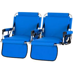 GREEN PARTY Stadium Seat for Bleachers Portable Outdoor Floor Folding Stadium Chair with Armrest, Back Support, Cup Holder, Mesh Bag and Hide Hooks, 17''W X 15''D X 17''H