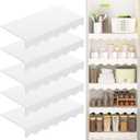 5PCS Wire Shelf Cover 24x 12 Inch, Wood Wire Rack Covers for Pantry, Decorative Wooden Shelf Rack for Closet Storeroom Kitchen Bathroom Hallway Mudroom (White,Wave)