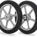 14 x 1.75'' Rubber Tire and Plastic Spoke Wheel, 2.5" Hub Length, 1/2" Axle Bore, for Lawn mower Trolley Dolly Wheel Replacement, Pack of 2 