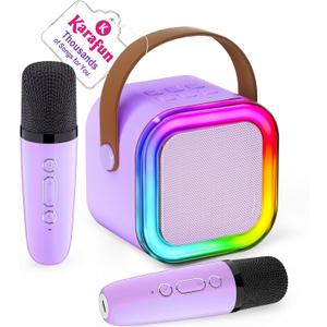 IROO Mini Karaoke Machine for Kids, 2025 TOP Toys Birthday Gifts Ideas for Girls Ages 4, 5, 6, 7, 8, 9, 10, 12+ Years Old, Portable MP3 Player with 2 Wireless Mics for Party