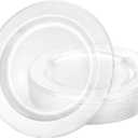 Lillian Tablesettings Premium Quality Heavyweight Plastic Plates China Like Wedding and Party Dinnerware Plastic Plates 9 inch, Crystal Clear - Value Pack 30 Count