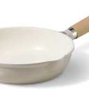 CAROTE 8" Ceramic Frying Pan Skillet, Non Stick Frying Pan Chef's Pan, Healthy & PFOA/PFAS Free, Induction-Compatible, Taupe (8 inch Without Lid)
