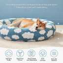 JOEJOY Donut Large Dog Bed, Cute Round Calming Dog Bed with Removable Washable Cover, Orthopedic Pet Beds with Jacquard Shaggy Plush & Non Skid Bottom, Black