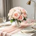 Peonies Artificial Flowers, 4 Packs Simulated Silk Peonies Flowers Fake, Mixed Pink Peonies Flowers Bouquet for Centerpiece Table Wedding Party Home Decoration, Champagne White
