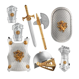 Dress Up America - Kids Knight Armor Costume Set – Medieval Role Play with Shield, Helmet, Sword & Accessories – Royal Dress-Up for Boys Ages 3–10