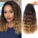Goddess Box Braids Crochet Hair for Black Women 14 Inch Boho Crochet Braids | 7 Packs Boho Crochet Box Braids With Curly Ends, Crochet Braids Pre-looped Easy Install, Lightweight & Soft 1B/30/27