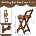 Folding Bar Stool for Kitchen, Portable Wooden bar Stool, Foldable Bamboo Bar Stools Set of 1 for Home Kitchen Breakfast Counter (Brown) (Walnut Small), One Size