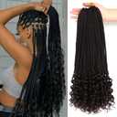 7 Packs 18 Inch Crochet Box Braids Hair with Curly Ends Prelooped Bohemian Goddess Box Braids Crochet Hair Braiding Hair Crochet Braids Hair for Black Women (18 Inch ( Pack of 7 ), 2#)