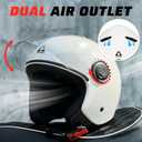 TRIANGLE Open Face Motorcycle Helmet Retro 3/4 Helmets with Clear Visor for Men Women DOT Approved (White, M)