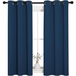 NICETOWN Window Curtain Panels, Thermal Insulated Solid Grommet Blackout Draperies/Drapes for Basement (Moroccan Blue, 1 Pair, 34 by 54-inch)