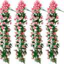 4 Pack Artificial Lily Hanging Flowers Plants,34in Artificial Hanging Flowers for Outdoor,Spring and Summer Decoration Faux Silk Lily Long Vines Realistic UV Resistant for Porch(Pink)