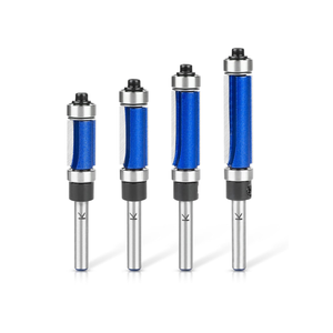 3Pcs Top and Bottom Bearing Flush Trim Router Bits Set 1/4 Inch Shank, Carbide Pattern Flush Trim Cut Router bit, 1/2 Inch Cutting Diameter, 3/4", 1-1/4", 1-1/2" Inch Cutting Length